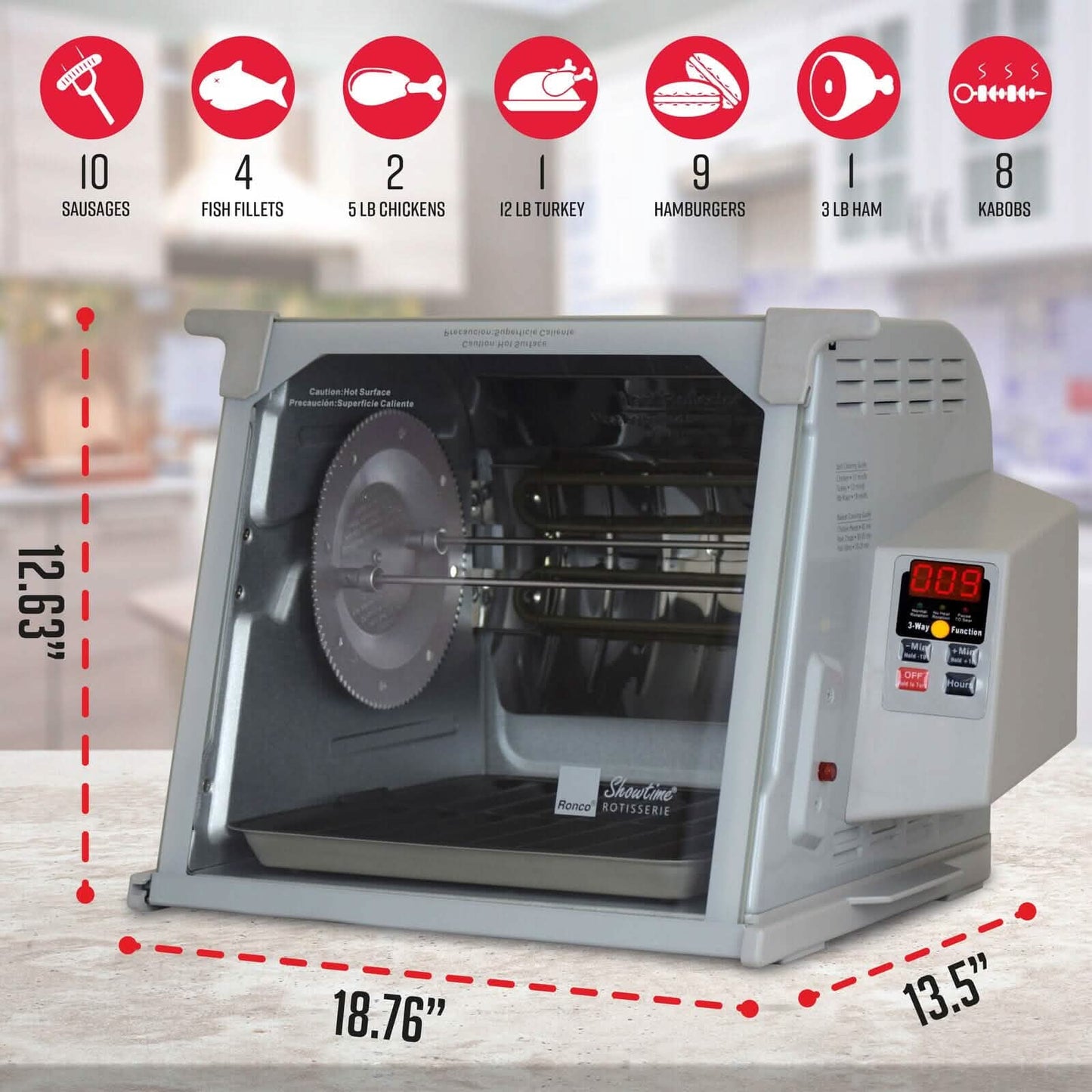 Ronco Digital Rotisserie Oven, Platinum Digital Design, Large Capacity DailySale