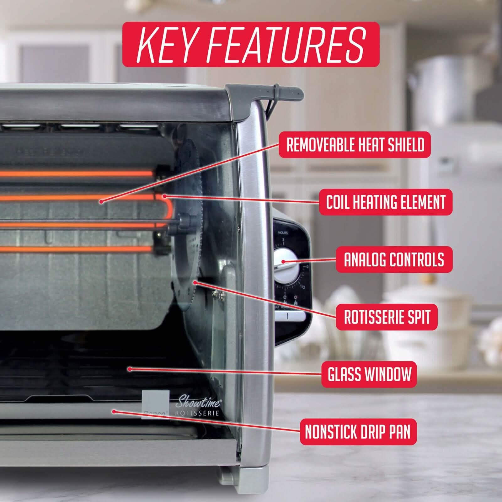 Ronco Modern Rotisserie Oven, Large Capacity (15lbs) Countertop Oven DailySale