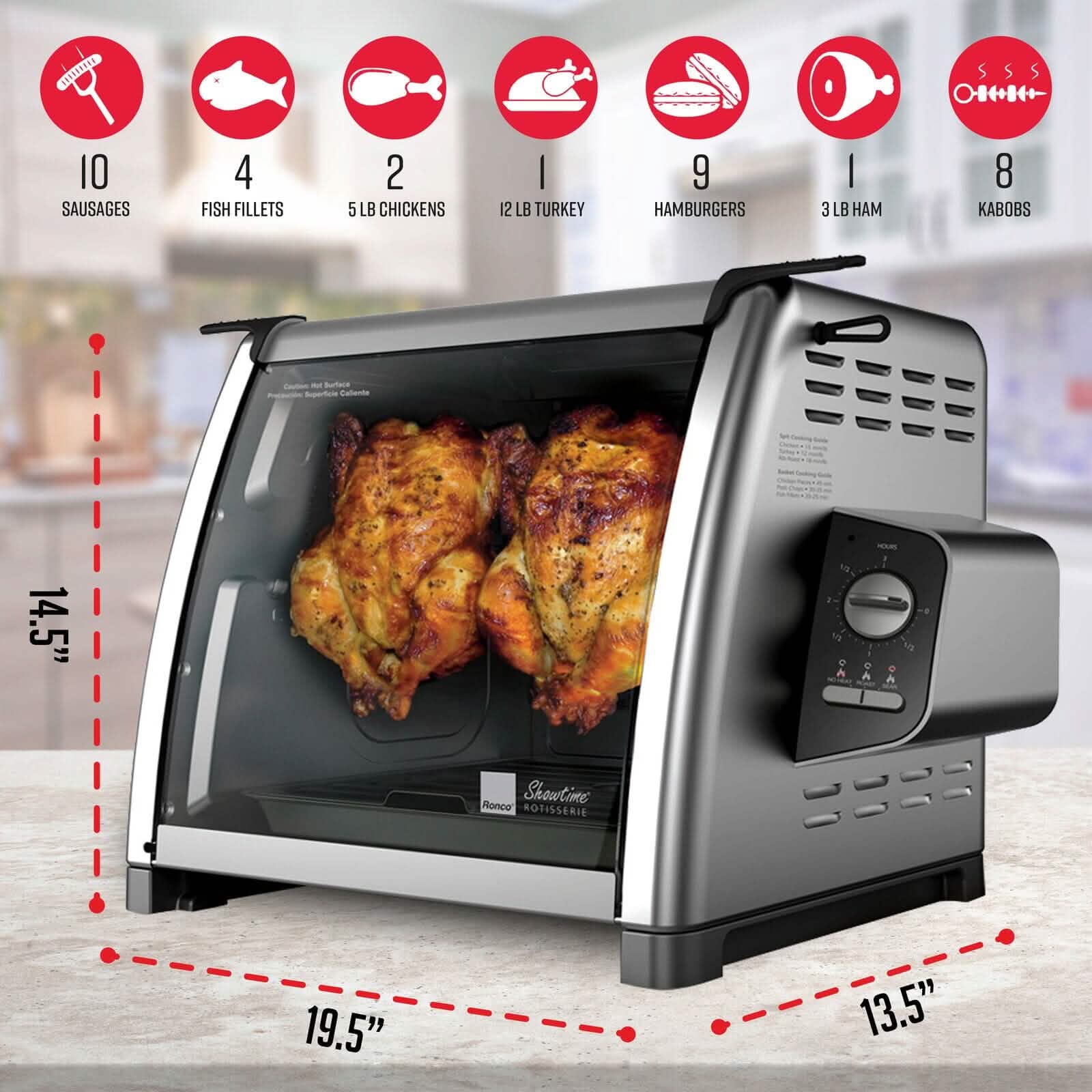 Ronco Modern Rotisserie Oven, Large Capacity (15lbs) Countertop Oven DailySale