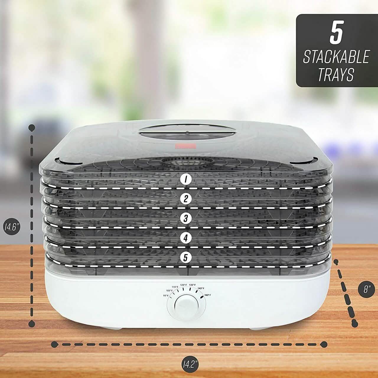 Ronco Turbo EZ-Store 5-Tray Dehydrator with Convection Air Flow DailySale
