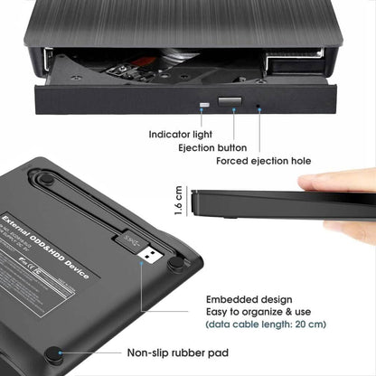 ROOFULL External CD DVD Drive USB 3.0 CD-Burner Premium Portable CD-ROM DVD+/-RW Optical Disc Drive Player Reader Rewriter  (Refurbished) DailySale