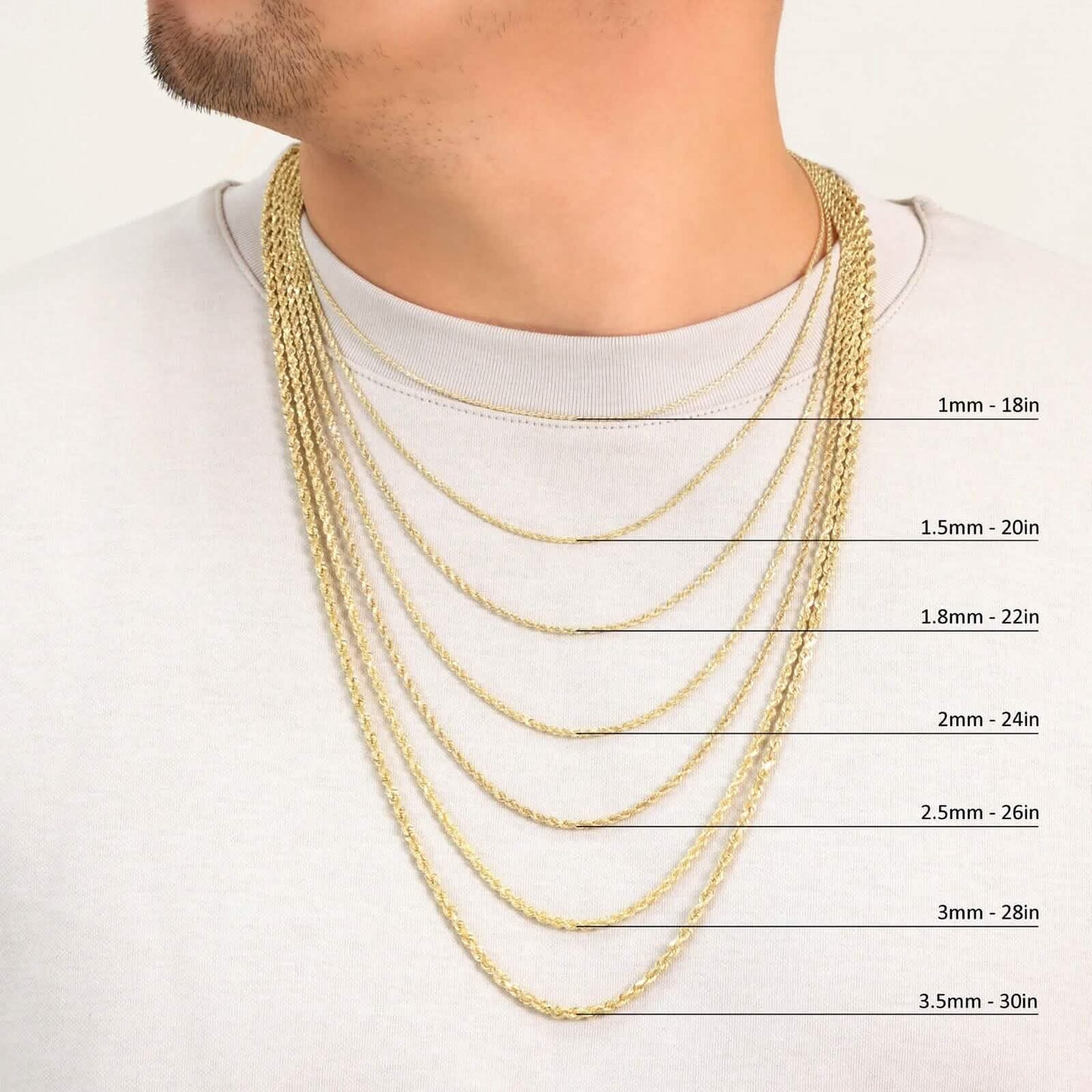 Rope Chain in Yellow Gold - 3mm DailySale