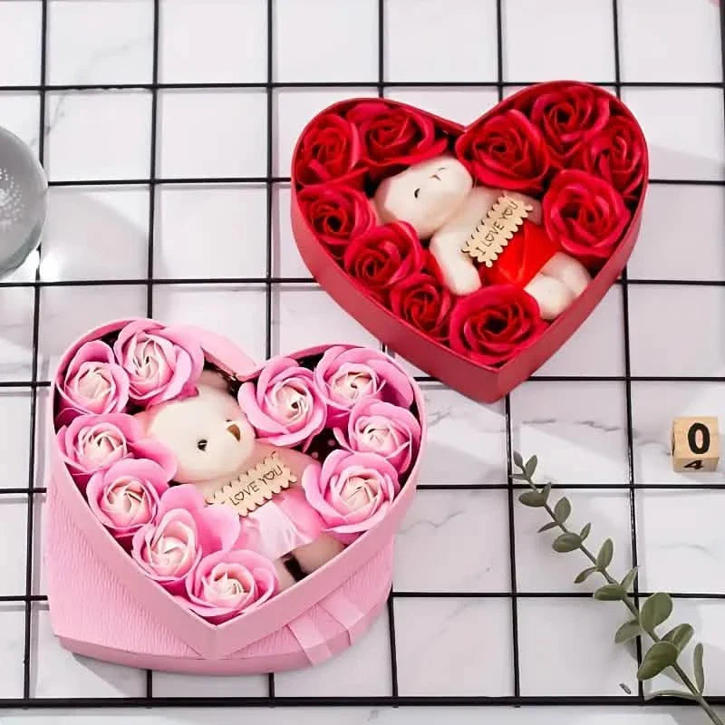 Rose-Shaped Soap Gift Box With Heart-Shaped Artificial Roses DailySale
