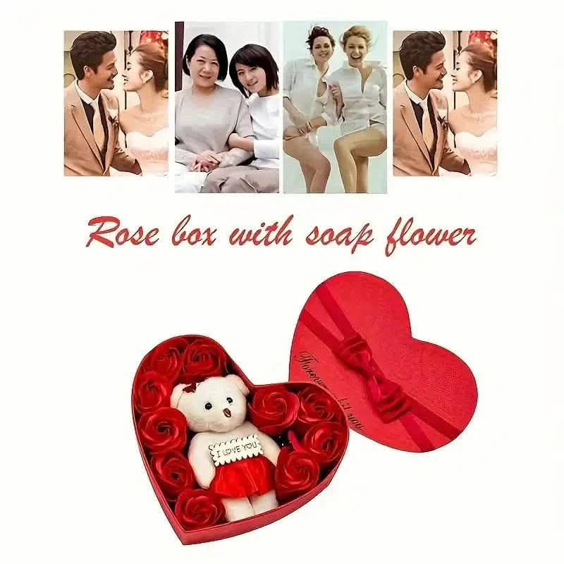 Rose-Shaped Soap Gift Box With Heart-Shaped Artificial Roses DailySale