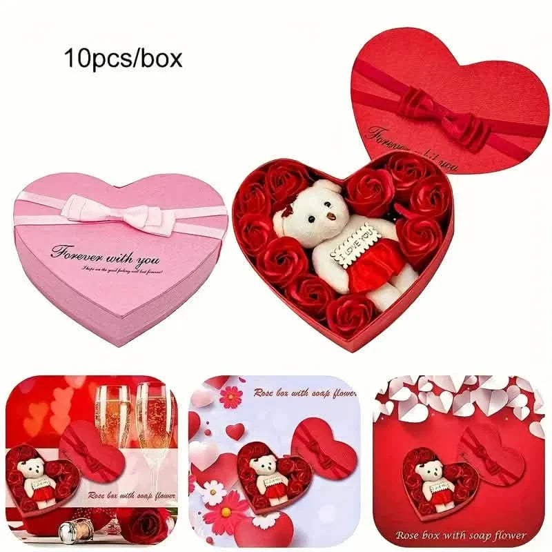 Rose-Shaped Soap Gift Box With Heart-Shaped Artificial Roses DailySale