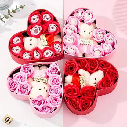 Rose-Shaped Soap Gift Box With Heart-Shaped Artificial Roses DailySale