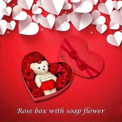 Rose-Shaped Soap Gift Box With Heart-Shaped Artificial Roses DailySale