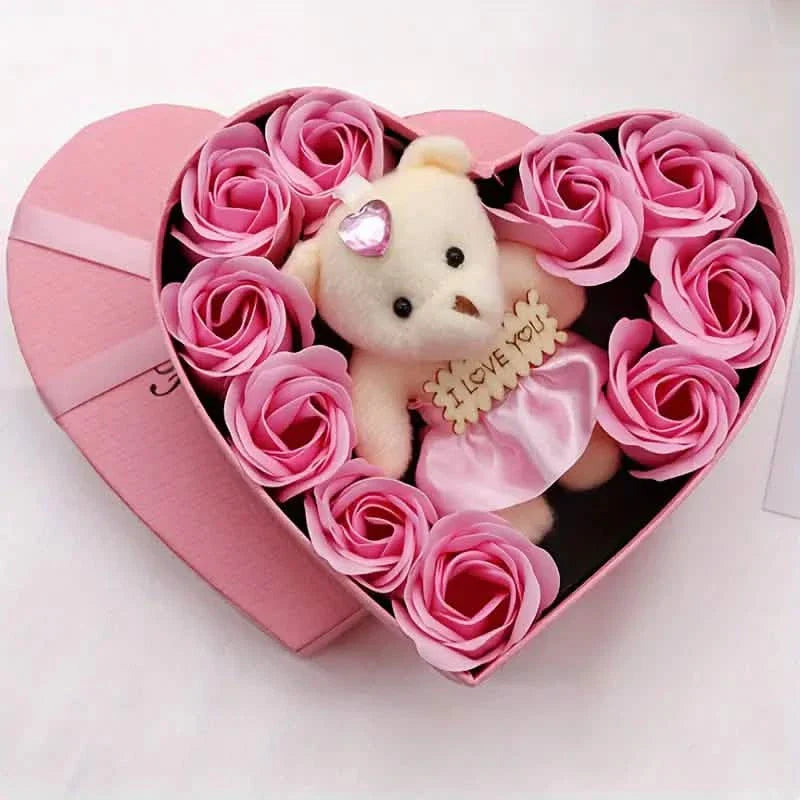 Rose-Shaped Soap Gift Box With Heart-Shaped Artificial Roses DailySale