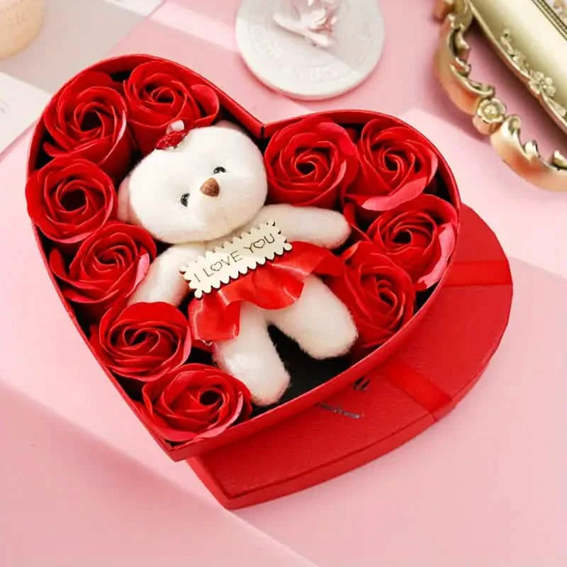 Rose-Shaped Soap Gift Box With Heart-Shaped Artificial Roses DailySale