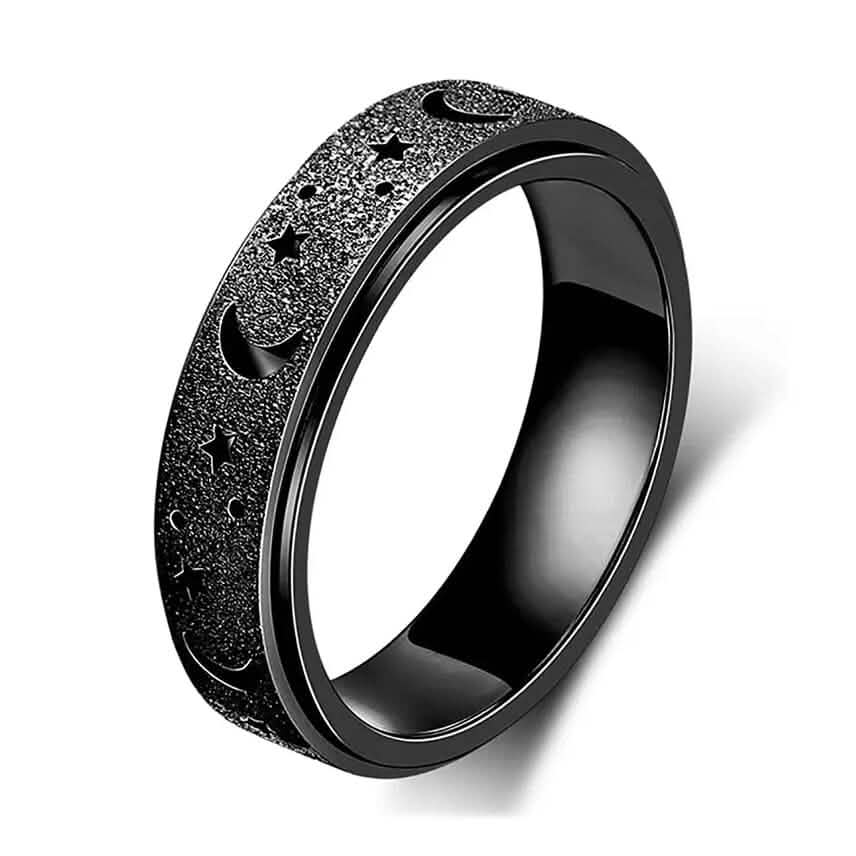Rotatable Anxiety Fidget Ring Moon and Star Design DailySale