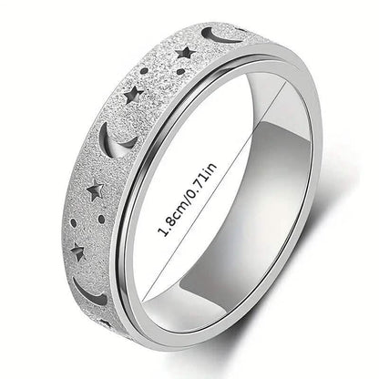 Rotatable Anxiety Fidget Ring Moon and Star Design DailySale