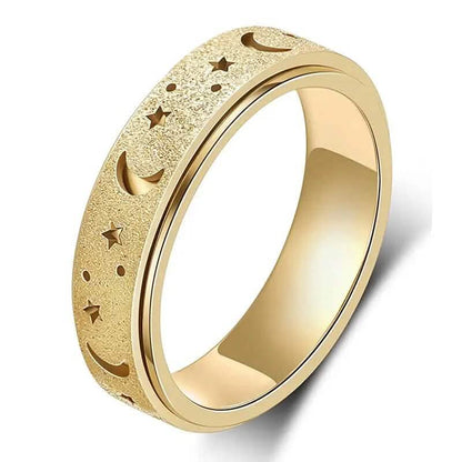 Rotatable Anxiety Fidget Ring Moon and Star Design DailySale