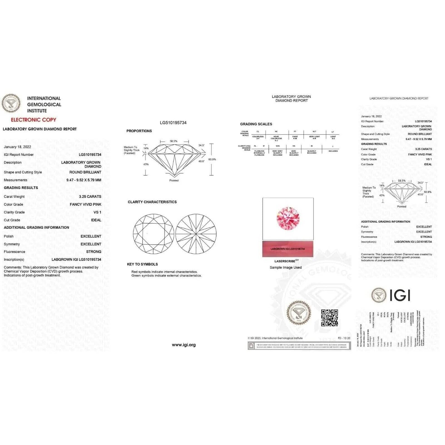 Round 3.25 ct Fancy Intense Pink VS1 IGI Certified Lab Grown HPHT Diamond Round DailySale