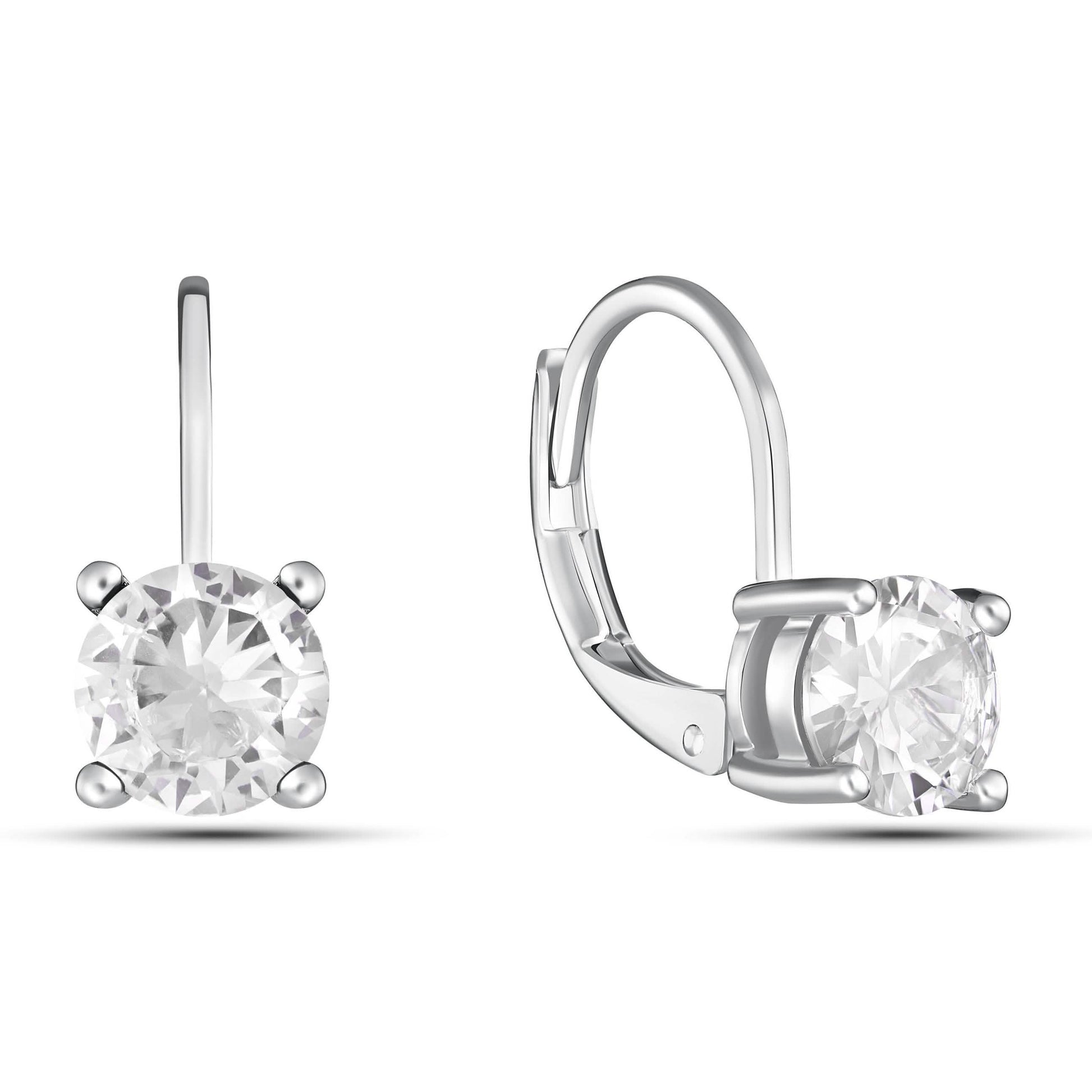 Round Cut Gemstone Leverback Earrings DailySale
