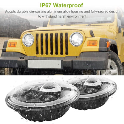 Round LED Headlight Halo Angel Eyes for Jeep Wrangler DailySale