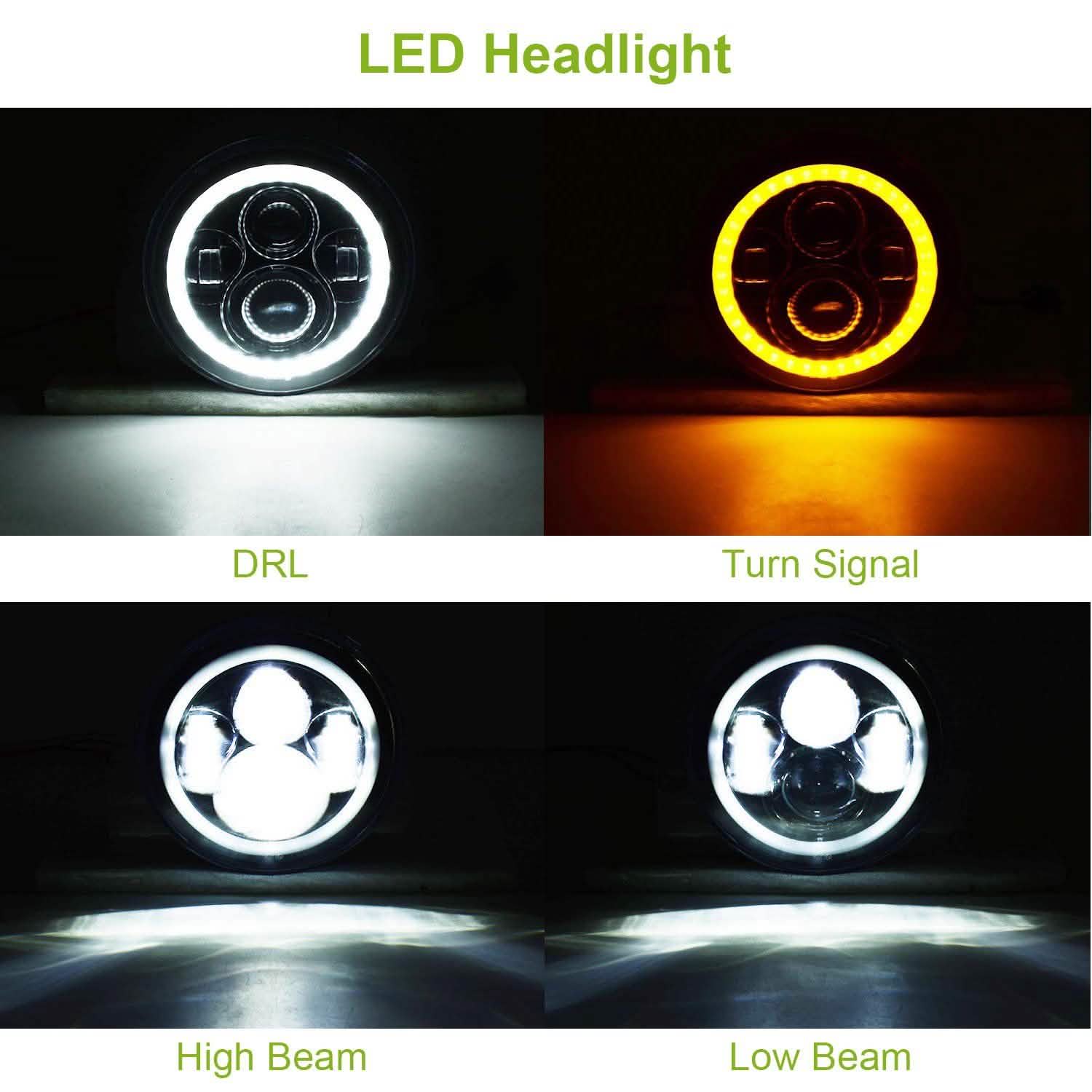 Round LED Headlight Halo Angel Eyes for Jeep Wrangler DailySale