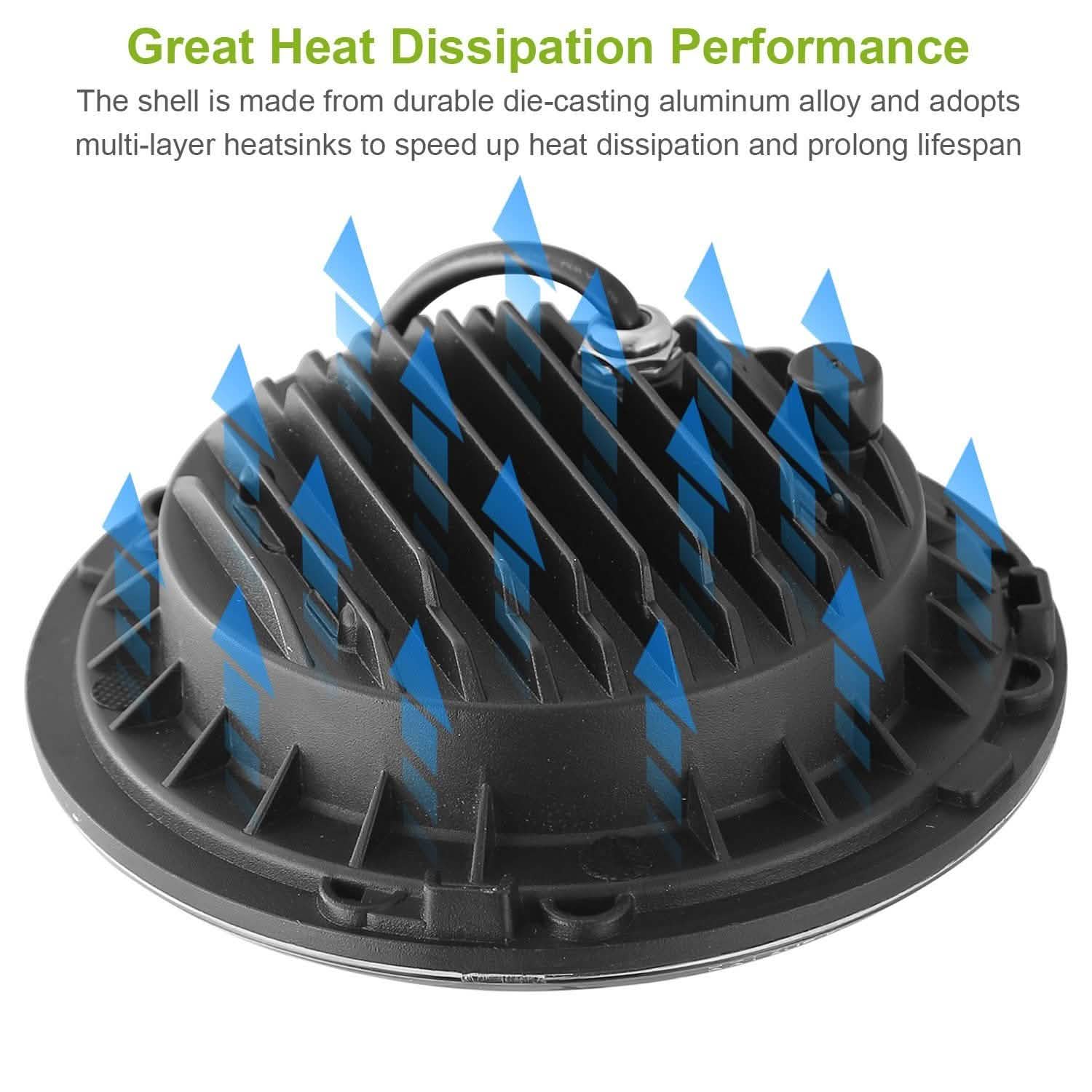 Round LED Headlight Halo Angel Eyes for Jeep Wrangler DailySale