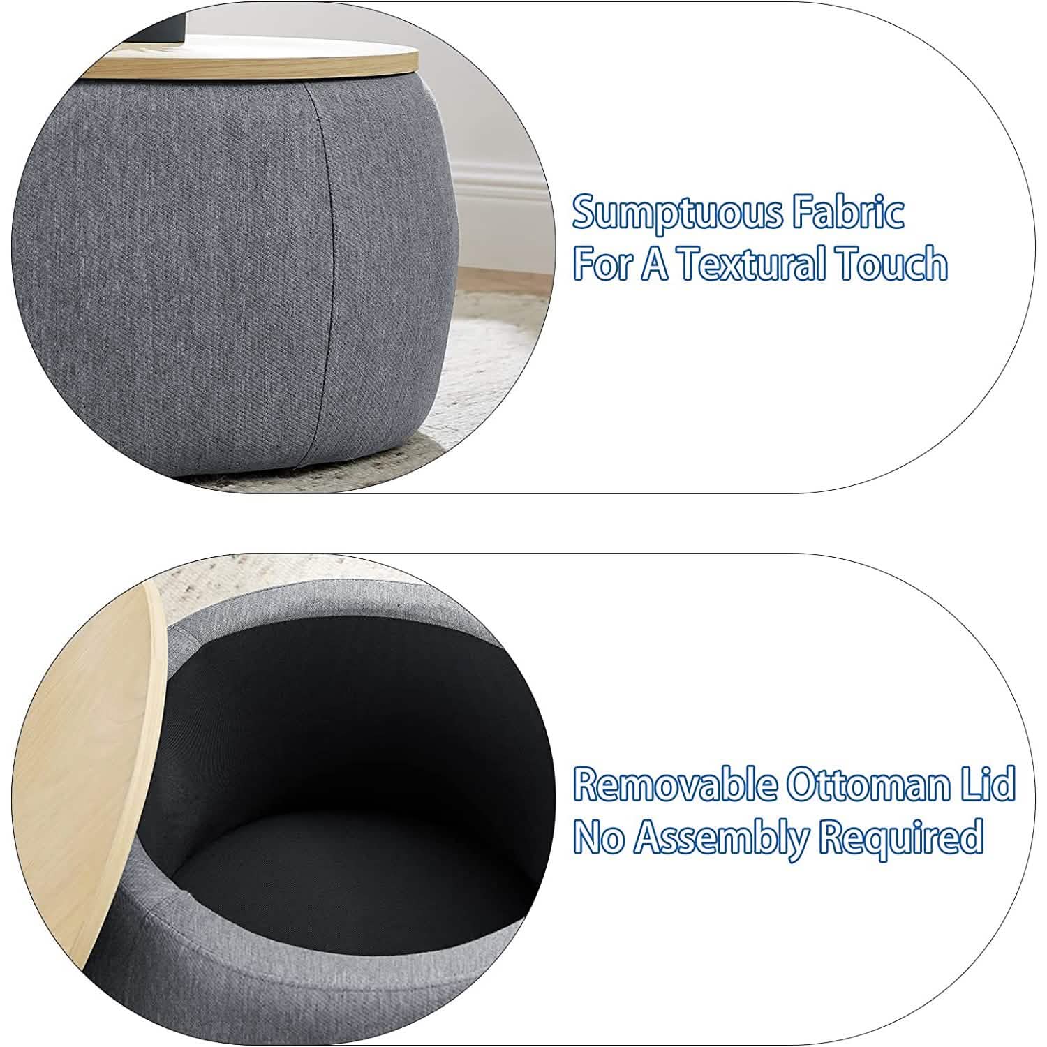 Round Storage Ottoman Coffee Table DailySale