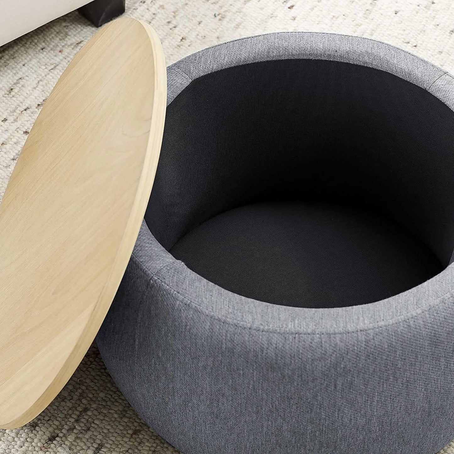 Round Storage Ottoman Coffee Table DailySale