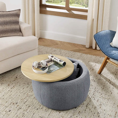 Round Storage Ottoman Coffee Table DailySale