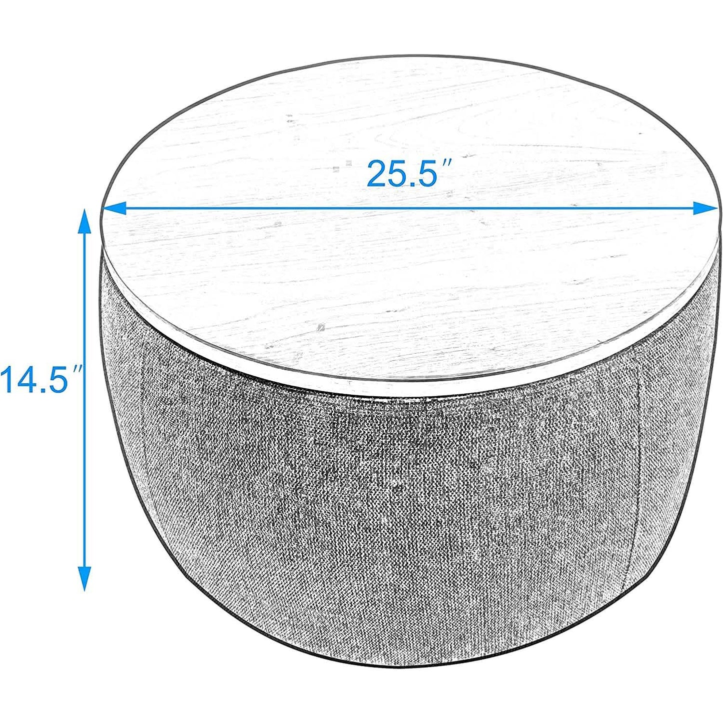 Round Storage Ottoman Coffee Table DailySale