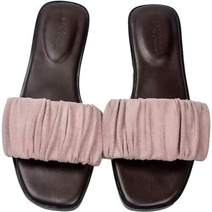 Roxoni Women's Ruched Fabric Slide Sandals Open Toe Flat Sandals with Heel Cushion DailySale