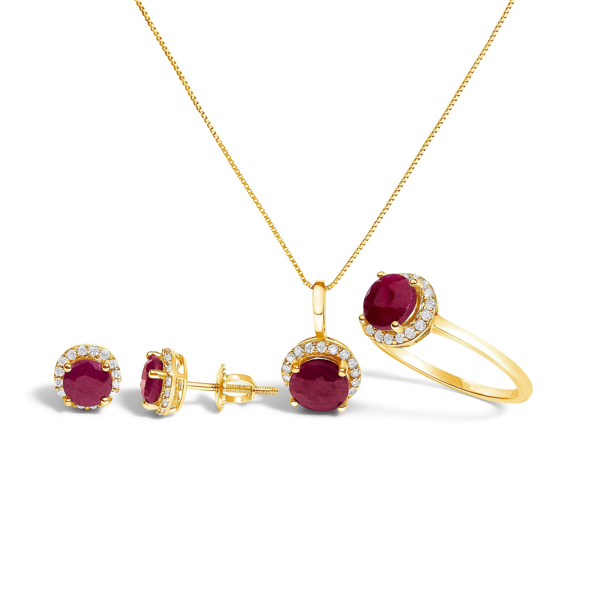 10K White Gold Purple Amethyst and 3/8 Cttw Diamond Halo Jewelry Set (Earrings, Pendant & Ring) Bids.com
