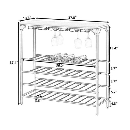 Rustic 40 Bottles Metal Floor Free Standing Wine Rack Table DailySale