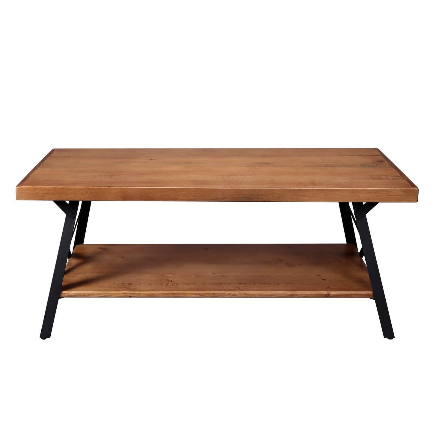 Rustic Coffee Table with Storage & Metal Legs, Brown 43" DailySale