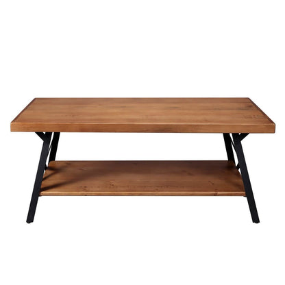 Rustic Coffee Table with Storage & Metal Legs, Brown 43" DailySale