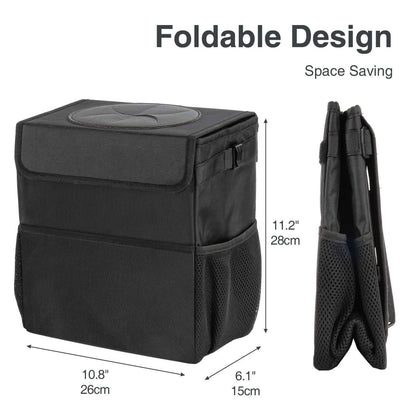 Ryhpez Car Trash Can with Lid - Car Trash Bag Hanging with Storage Pockets DailySale