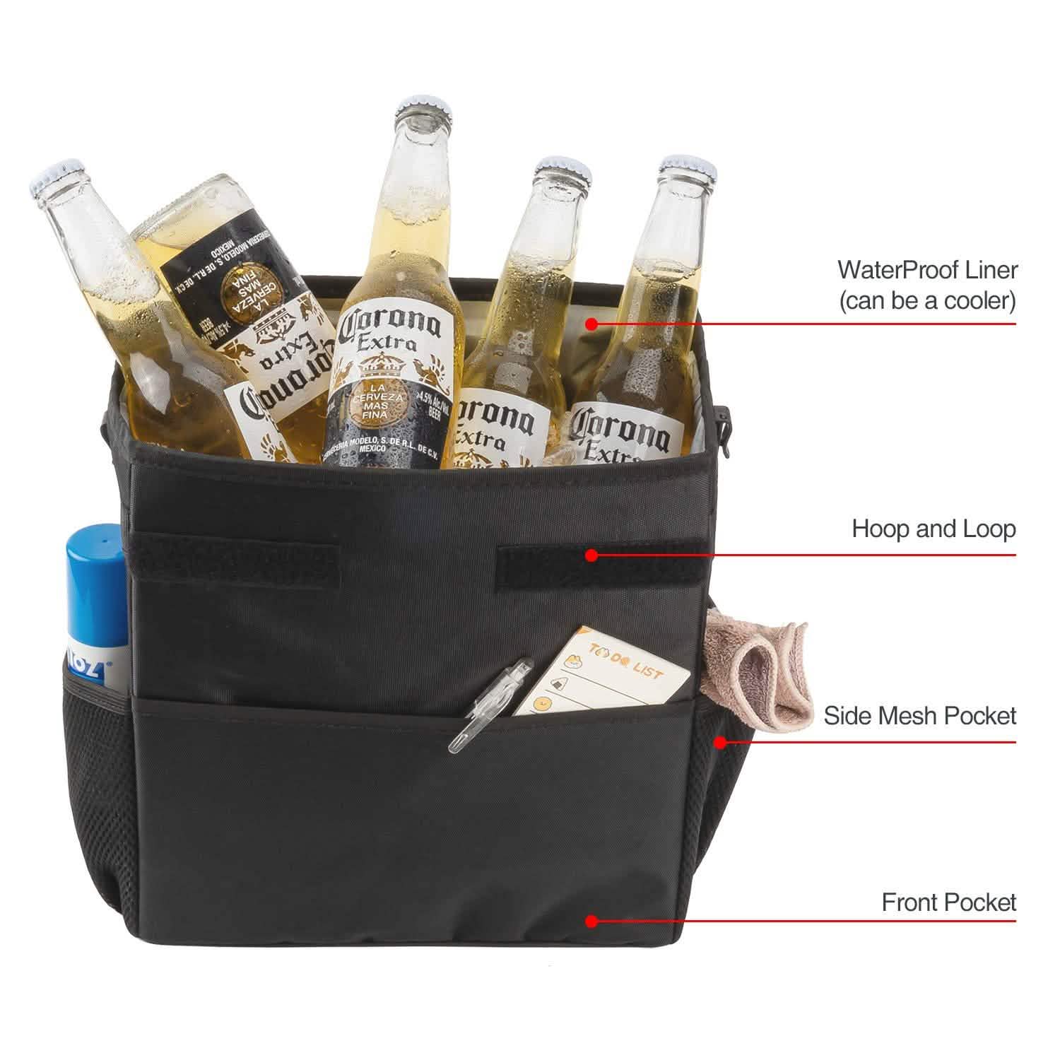 Ryhpez Car Trash Can with Lid - Car Trash Bag Hanging with Storage Pockets DailySale