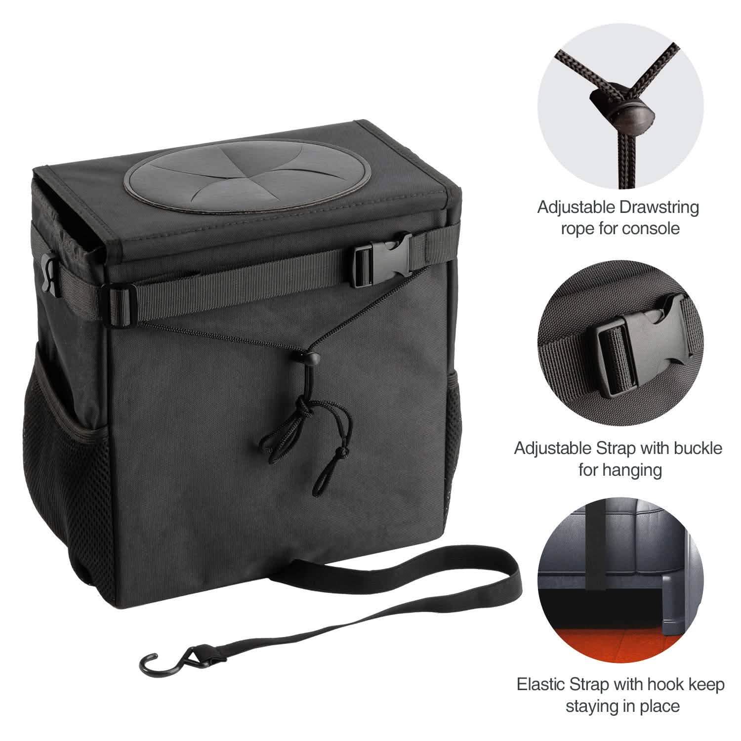 Ryhpez Car Trash Can with Lid - Car Trash Bag Hanging with Storage Pockets DailySale