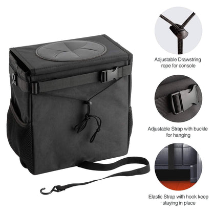 Ryhpez Car Trash Can with Lid - Car Trash Bag Hanging with Storage Pockets DailySale