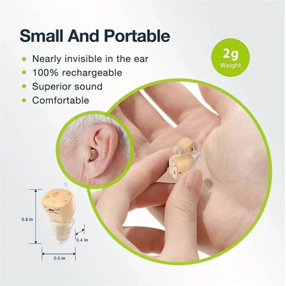 Rechargeable Hearing Aids – Invisible In-Ear, Noise Reduction, Volume Control DailySale