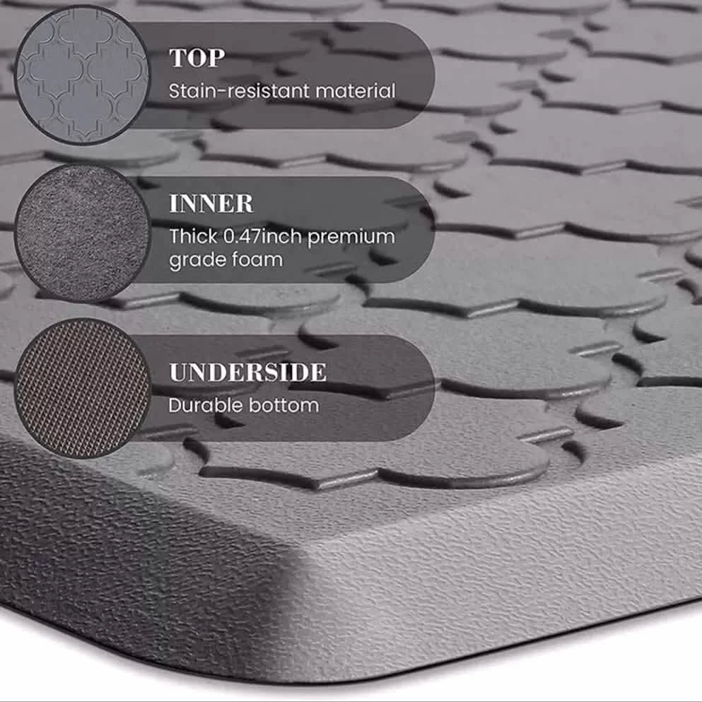 Bibb Home Trellis Embossed Anti Fatigue Foam Kitchen Mat DailySale