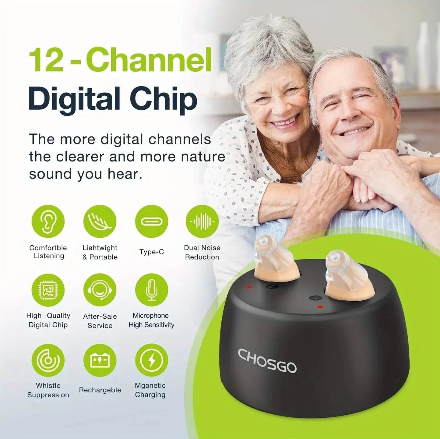 Rechargeable Hearing Aids – Invisible In-Ear, Noise Reduction, Volume Control DailySale