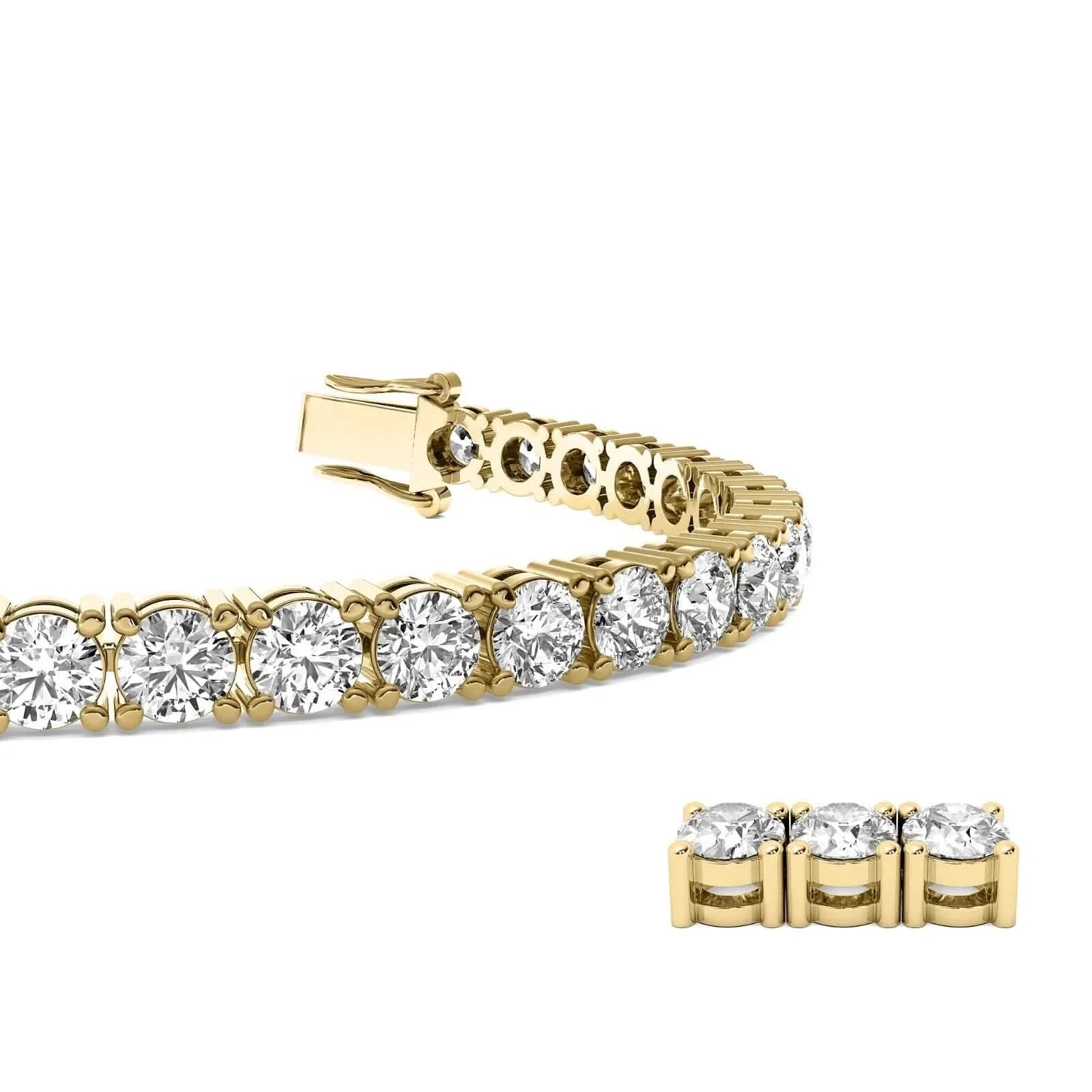 4.00 CT G/VS1 Round Cut Lab Grown Diamond Tennis Bracelet in 14k Yellow Gold DailySale