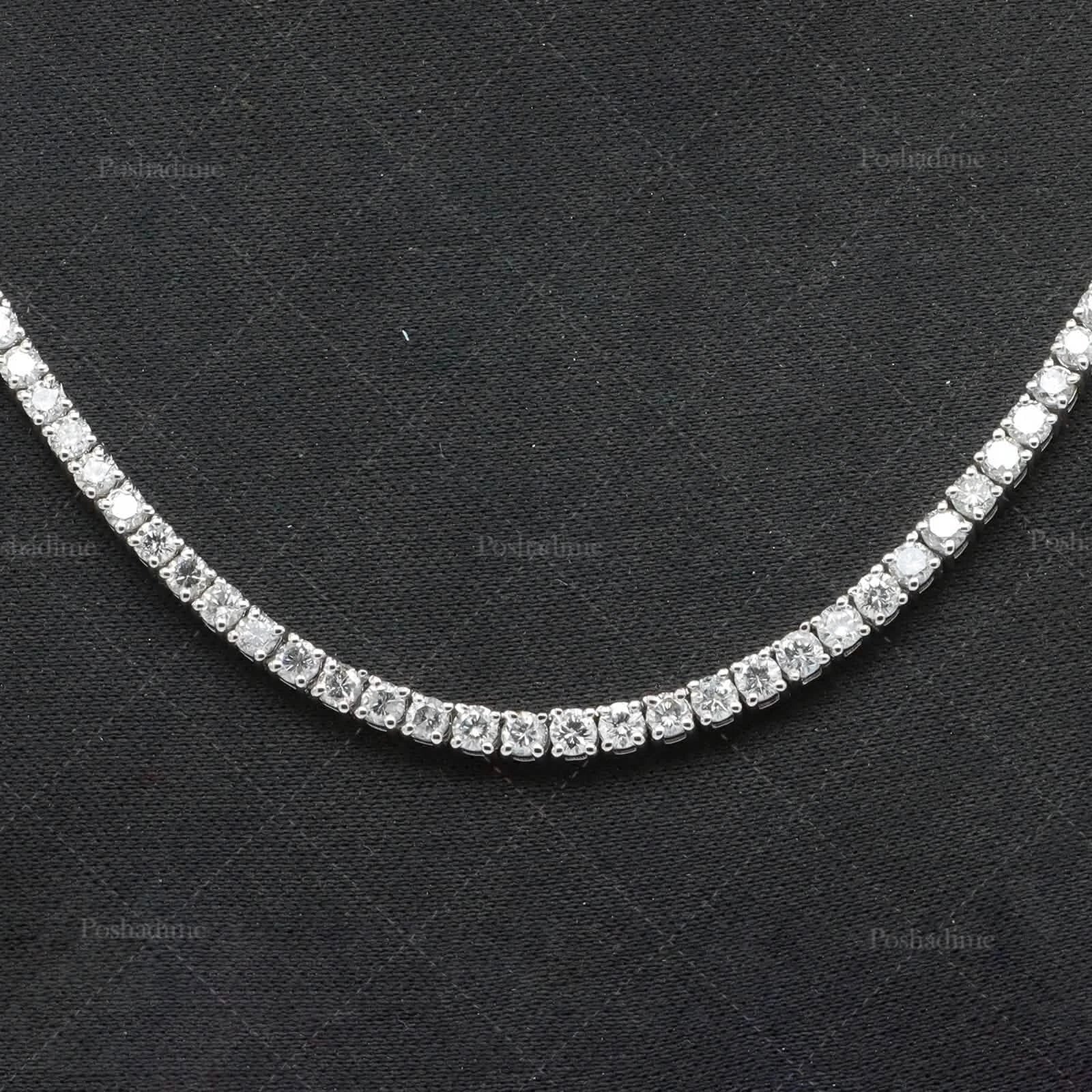 4.3CT Certified Round Lab Grown Diamond 18" Tennis Necklace Solid 14K White Gold DailySale
