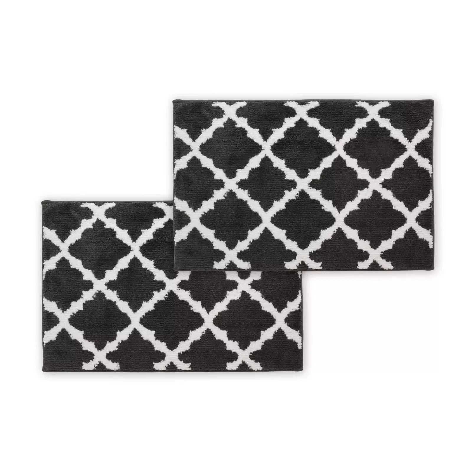 Bibb Home 1-2 Pack Trellis Micro Shag Bath Rugs 20"x 32" DailySale