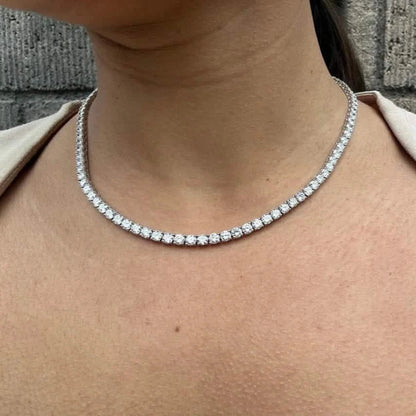 21 Carat Round Genuine Lab Grown Diamond Tennis Necklace 18" DailySale