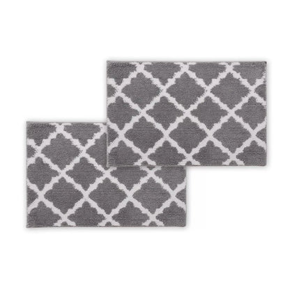 Bibb Home 1-2 Pack Trellis Micro Shag Bath Rugs 20"x 32" DailySale