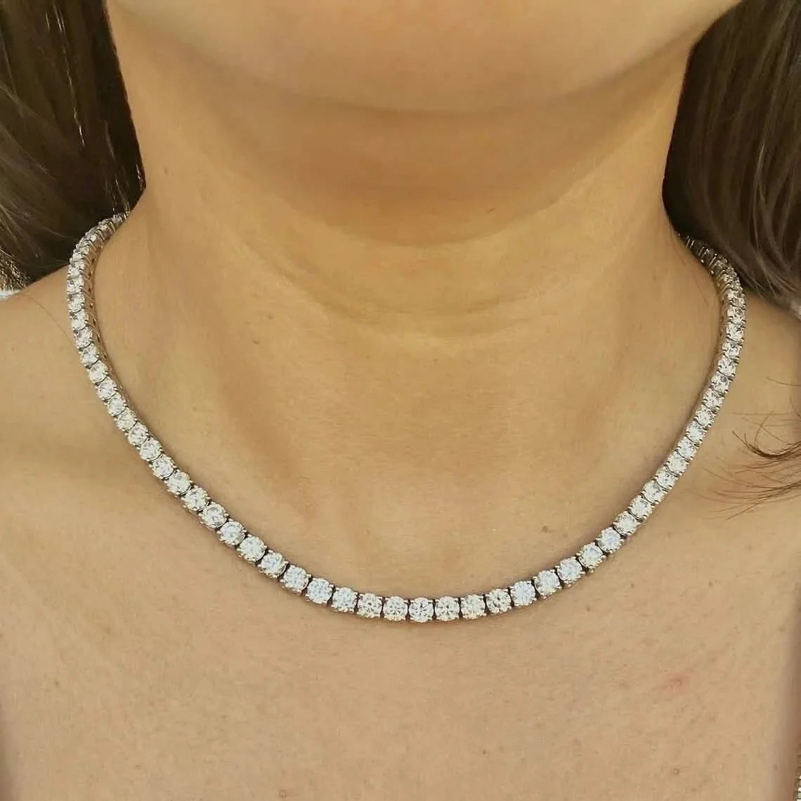 25 Carat Round Genuine Lab Grown Diamond Tennis Necklace 16" DailySale