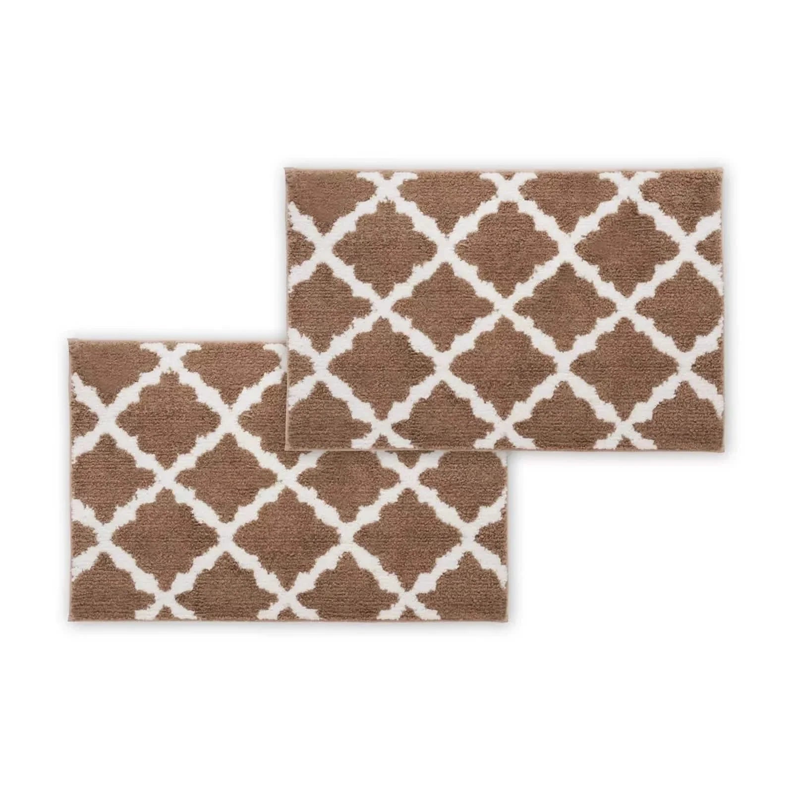 Bibb Home 1-2 Pack Trellis Micro Shag Bath Rugs 20"x 32" DailySale