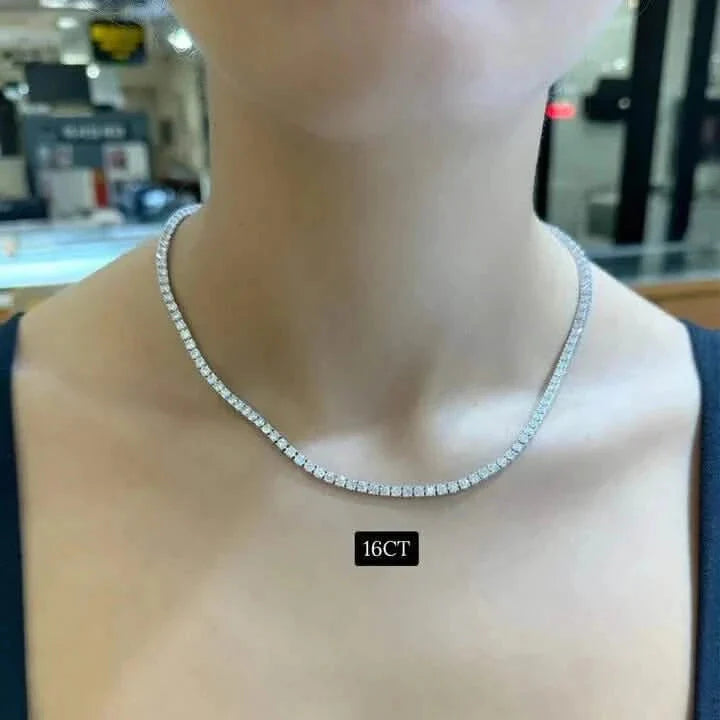 16 CTW Lab Grown Diamond Tennis Necklace – 14kt White Gold, 18’’ DailySale