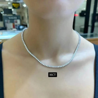 16 CTW Lab Grown Diamond Tennis Necklace – 14kt White Gold, 18’’ DailySale