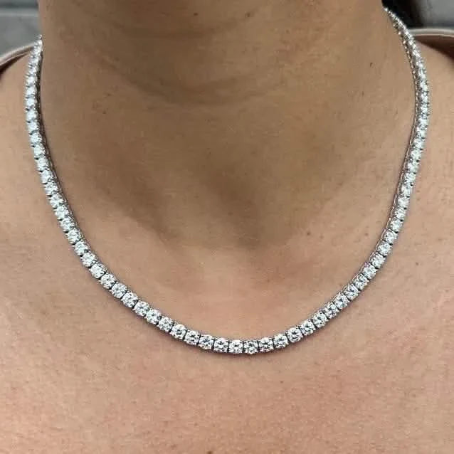 21 Carat Round Genuine Lab Grown Diamond Tennis Necklace 18" DailySale