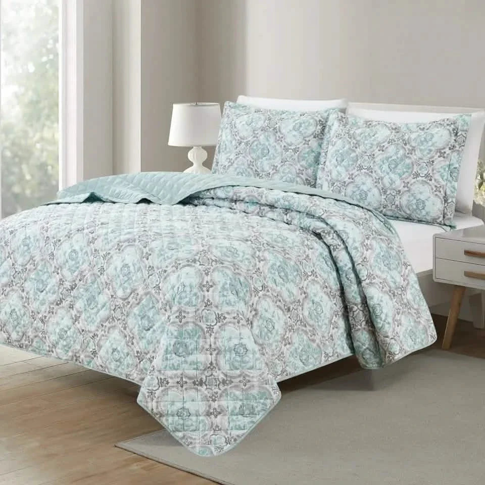 3-Piece Set: Bibb Home Printed Reversible Quilt Set DailySale
