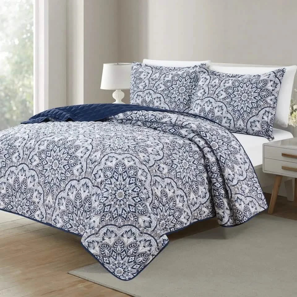 3-Piece Set: Bibb Home Printed Reversible Quilt Set DailySale