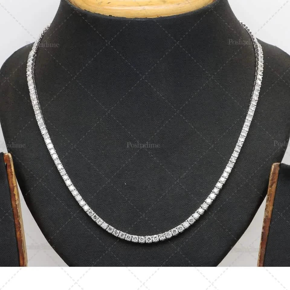 4.3CT Certified Round Lab Grown Diamond 18" Tennis Necklace Solid 14K White Gold DailySale